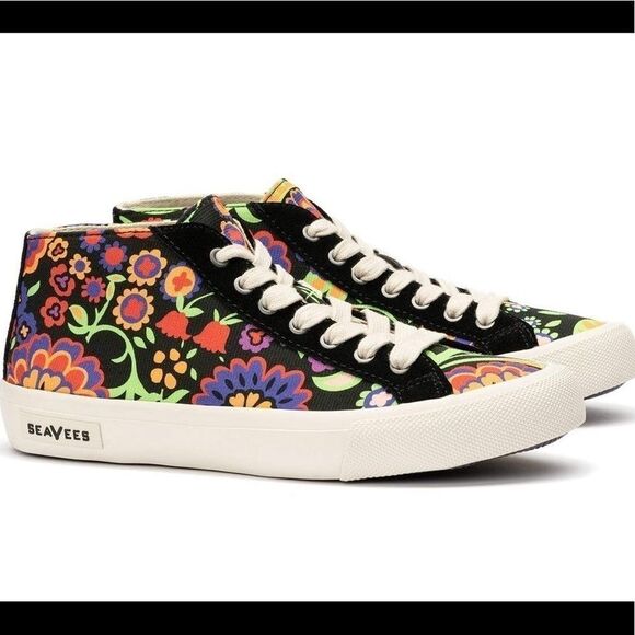 Seavees Bridget Mid-cut Lace Up Black Paisley Print Sneakers Women’s Size 8 - Picture 1 of 5